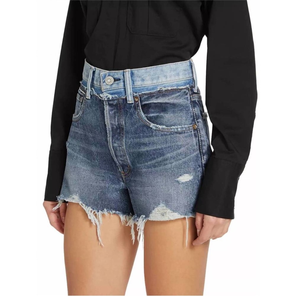 Moussy Vintage MV Lewiston Distressed Denim 100% Cotton Shorts NWT Sz 30 - Picture 5 of 14